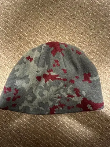 카모 패턴 니트 모자 비니 그레이