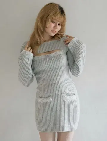 안도마리 Viora 레이스 니트 세트