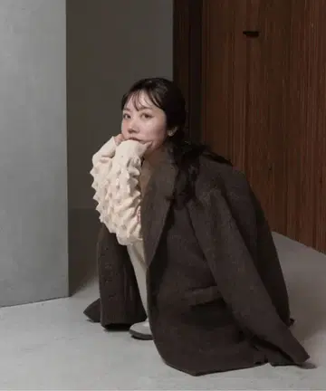 완판템 lawgy 샤기 악센트 버튼 자켓 코트 브라운