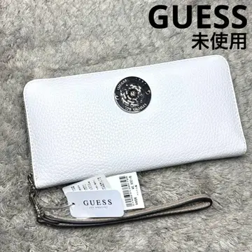 [ 미사용 ] GUESS 게스 장지갑 라운드 지퍼 가죽 화이트