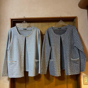 노카라 자켓 트위드 자켓 2개 세트