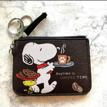 스누피 블랙 블랙 동전 지갑 카드 케이스 패스 케이스 미사용 새상품