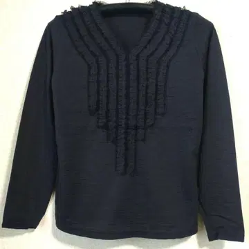 미사용 새상품 프릴 레이스 디자인 풀오버 니트 티셔츠 일본제