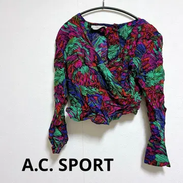 A.C. SPORT 다색 잎 패턴 프린트 긴팔 상의