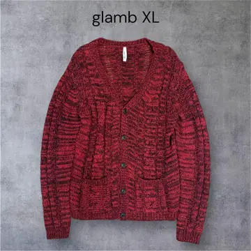 glamb 뜨개질 니트 가디건 짙은 빨간색 블랙 XL 그램