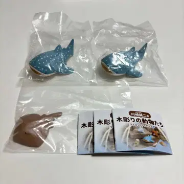 목조 작가 카와사키 세이지의 나무 조각 동물 마스코트 피규어 3종 세트