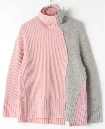 [새상품급] UJOH Trule Neck Knit 핑크 그레이 니트