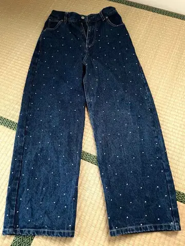 Forever21 비즈 장식 다크 블루 데님 팬츠