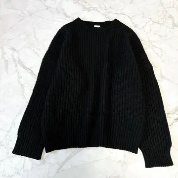 시티샵 AZE 풀오버 로우 게이지 오버사이즈 니트 블랙