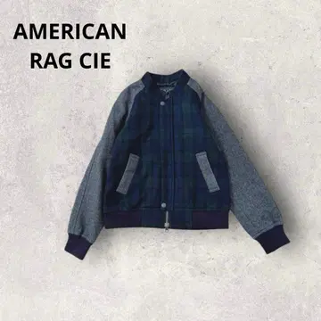 아메리칸 러그 씨 블루종 체크 무늬 울 혼방 일본제 집업