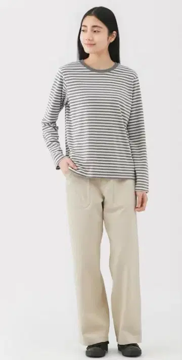 택 포함 새상품 무인양품 워싱 리본 베이커 스트레이트 팬츠 M