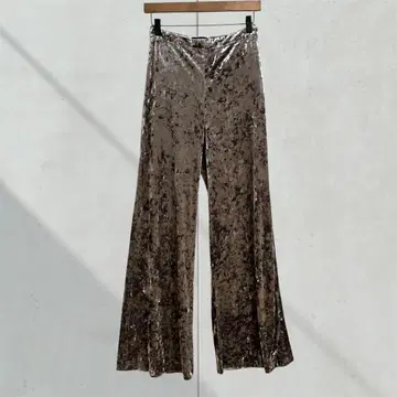 자라 우먼 XS 크러쉬 벨로아 팬츠 허리밴딩 광택감 화려한 플레어