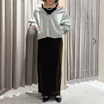 LOWRYS FARM ZIP 숏 후디 그레이