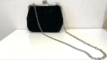 블랙 벨벳 클러치백 메탈 체인 포함