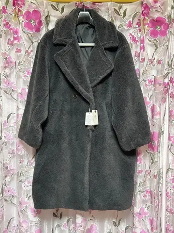 AIJAN 미사용 새상품 테디 보아 롱 코트 차콜 프리 사이즈