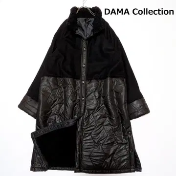 더마 컬렉션 퀼팅 울 무스탕 롱 코트 블랙