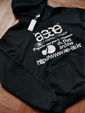aeae 프린트 로고 후드 부착 후드티