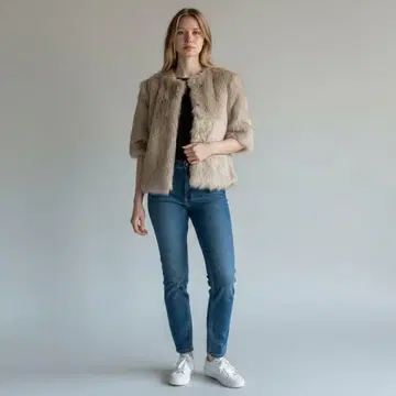 퍼 자켓 집업 토끼 9호 M 사이즈 아이보리 771