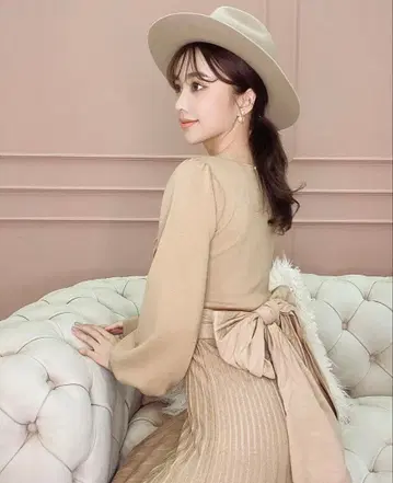 eimyistoire 리본 니트 원피스 카멜