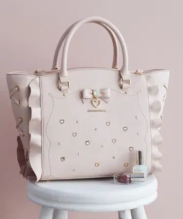 사만사 베가 사이드 레이스업 리본 비쥬 미니 플래터 핑크 백