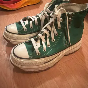 완판 CONVERSE 올스타 하이컷 그린 트랙 웨이브 통굽