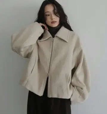 hellam 완판템 페이크 비버 숏 기장 W 지퍼 블루종