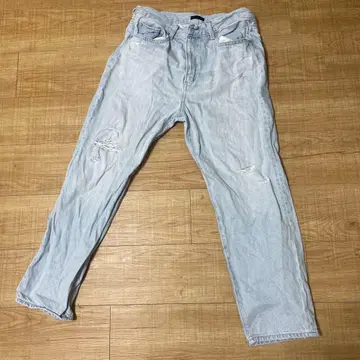 연한 블루 데미지 데님 팬츠