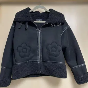 마리콴트 무스탕 코트 38 M 블랙 보아 코트