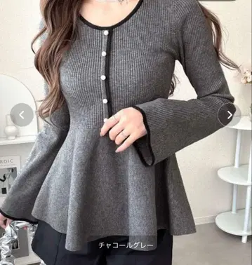 mily bilet 리브 니트 페플럼 상의