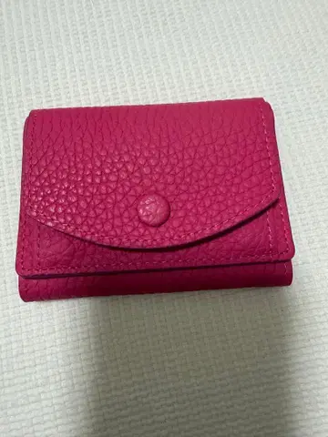 HIAND 핑크 가죽 3단 폴더형 지갑