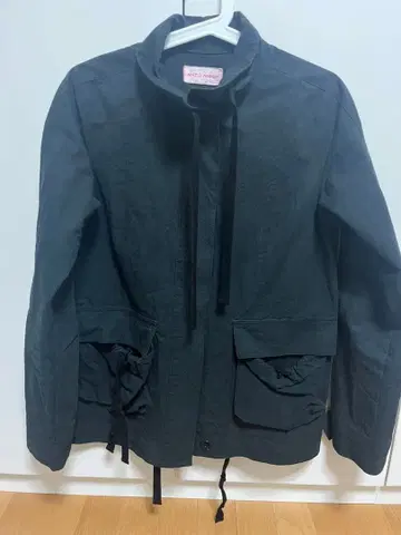 블랙 코튼 혼방 자켓