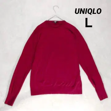 유니클로 메리노 크루넥 스웨터 (L) 빨간색 계열 100% 울 무지