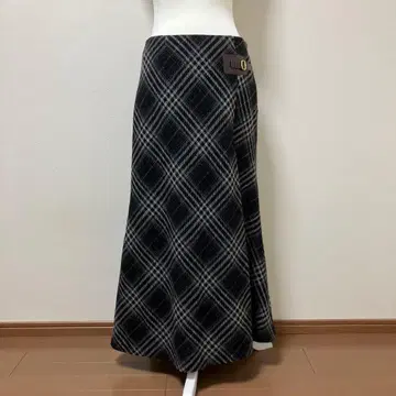 로라 애슐리 롱 스커트 울 혼방 가을 겨울 체크 따뜻한 성인 고급