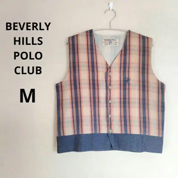 BHPC POLO CLUB 코튼 오렌지 파랑 체크 슬리브리스 베스트