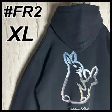 [컨디션 최상 레어 XL] FR2 토끼 메탈릭 양면 로고 후드티 블랙