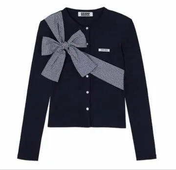 CRANK 리본 니트 가디건 네이비 navy MUSINSA