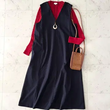 정가 33만 원*매킨토시 철학 오버롤 스커트 36 네이비