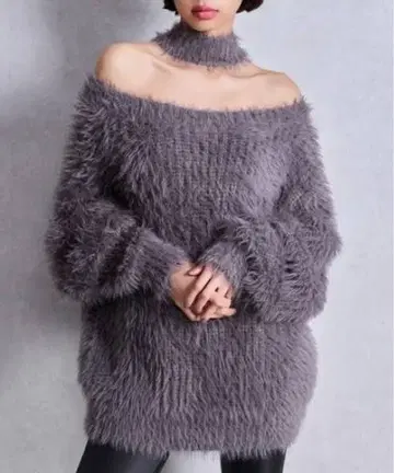 2WAY 샤기 초커 니트탑