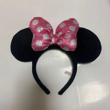 미니 마우스 머리띠 핑크 리본