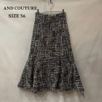 AND COUTURE 앙데팡당 체크 트위드 플레어 스커트