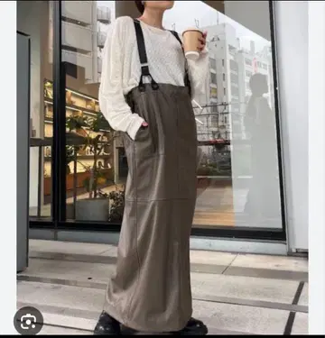 [ 새상품급 차오패닉 ] 서스펜더 롱 스커트 M 브라운