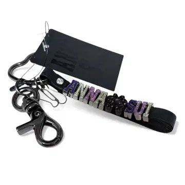 새상품 ANNA SUI 로고 키링 퍼플 블랙 큐빅