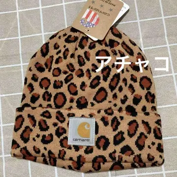 carhartt 레오파드 무늬 니트 모자