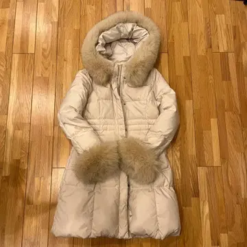 JUSGLITTY 베이지 다운 자켓 퍼 포함