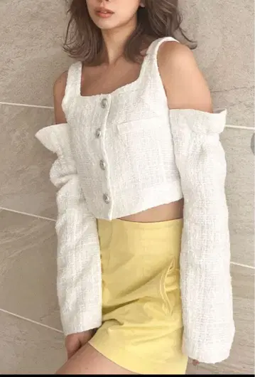 [ 화이트 ] DYDA 제이다 프론트 버튼 2WAY FANCYTWEED