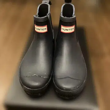 HUNTER 블랙 쇼트 레인 슈즈