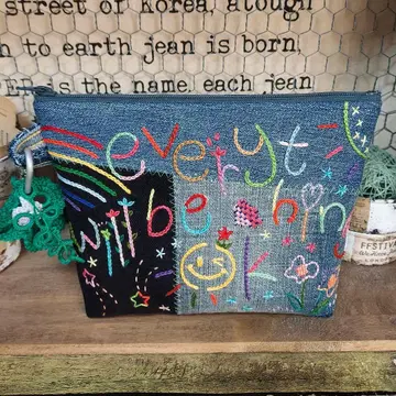 자수 데님 파우치 No.206 데님 리메이크 화장품 파우치 소품함