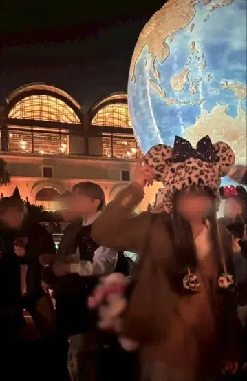 디즈니 팬캡 레오파드 무늬 브라운