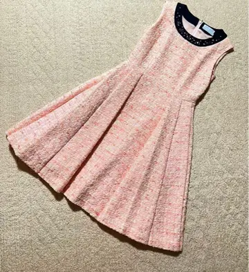 [ 미사용 ] 아베닐 에투알 화려한 슬리브리스 무릎 기장 원피스 핑크