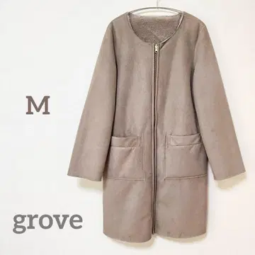 grove 노카라 페이크 무스탕 코트 리버서블 M
